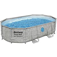 Каркасный бассейн Bestway Steel 56946 (488х305х107 см) с песочным фильтром, лестницей и защитным тентом