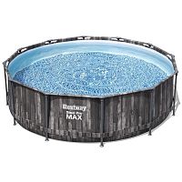 Каркасный бассейн Bestway Steel Pro Wood Style 5614Z (427х107 см) с картриджным фильтром, тентом и лестницей